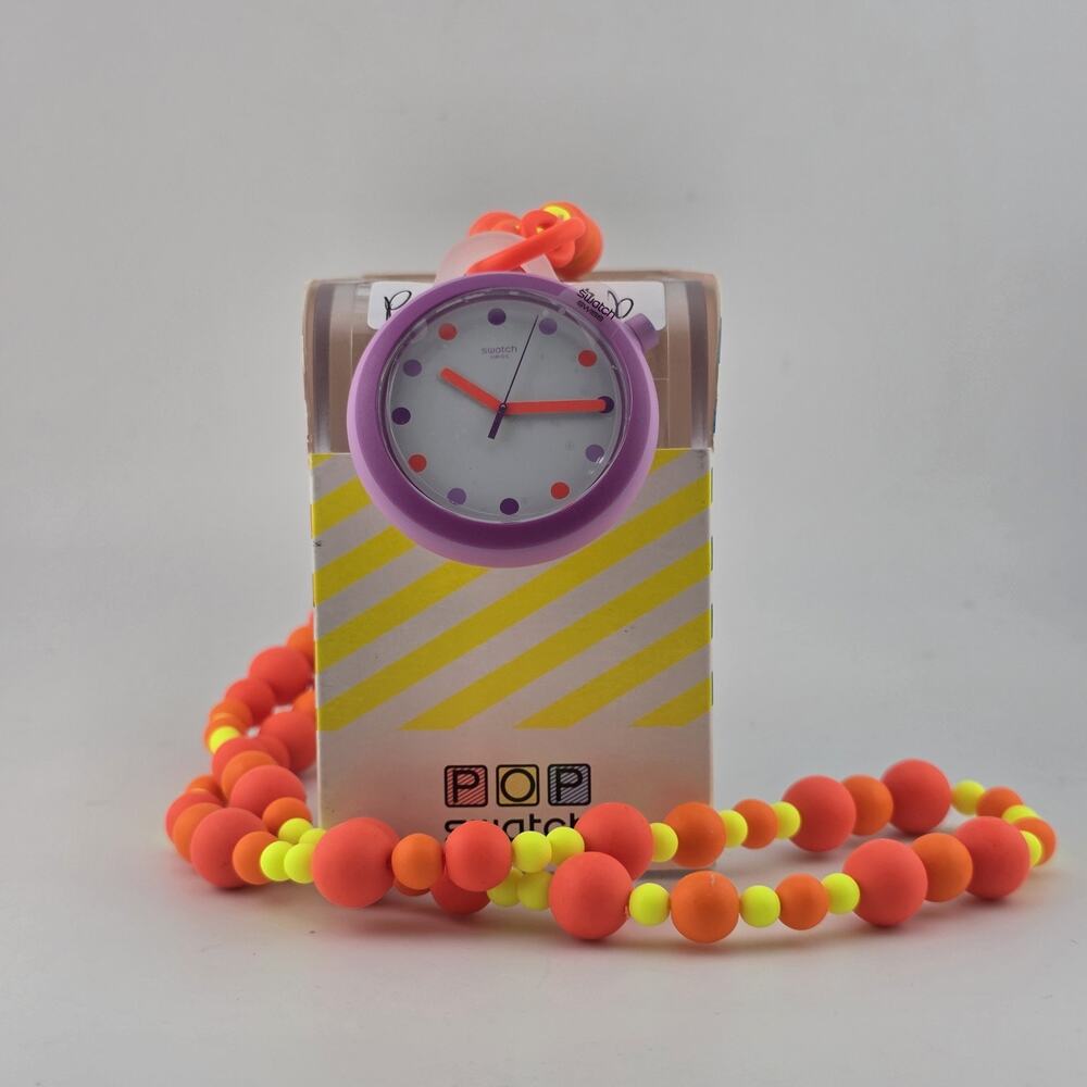 Swatch POPPINGPOP BEADS PNP100N Pop Swatch Necklace Watch New Y2K Rare Purple